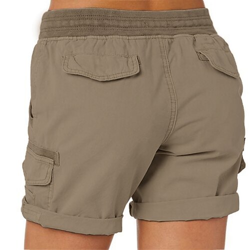 

Women's Plus Size Curve Chinos Shorts Drawstring Pocket Solid Color Casual Streetwear Casual Daily Natural Short Spring Summer White Blue Yellow L XL XXL 3XL