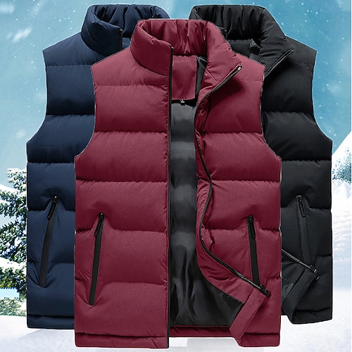 

Men's Lightweight Down Vest Sports Puffer Jacket Hiking Vest Sleeveless Outerwear Waistcoat Coat Top Outdoor Fashion Thermal Warm Breathable Sweat wicking Winter Blue Black Red Hunting