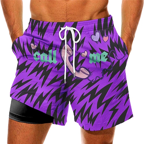 

Men's Swim Trunks Swim Shorts Quick Dry Board Shorts Bathing Suit Compression Liner with Pockets Drawstring Swimming Surfing Beach Water Sports Printed Spring Summer