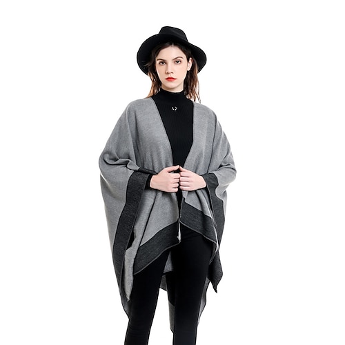 

Capes Women Winter Outwear Coat New Female Shawl Ponchos Spring Office A/c Cloak Capes Open Front Sweater Shawl