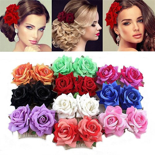 

Bohemian Korean Version of the Hair Comb Hair Accessories Double Camellia Headdress Bride Hair Comb