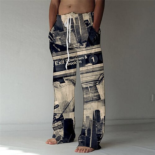 

Men's Trousers Beach Pants Pocket Drawstring Elastic Waist Graphic Prints Comfort Breathable Casual Daily Holiday Streetwear Designer Brown / Spring / Summer / Elasticity