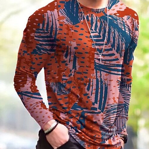 

Men's Unisex T shirt Tee 3D Print Abstract Graphic Prints Crew Neck Daily Holiday Print Long Sleeve Tops Casual Big and Tall Red