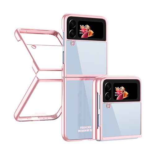 

Phone Case For Samsung Galaxy Back Cover Ultra Thin Case Z Flip 4 Portable Plating Transparent Transparent Solid Colored PC