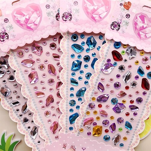 

5 Sheets Gem Stickers for School Student Notebook Waterproof Self-adhesive Luxury for Women Girls Kids