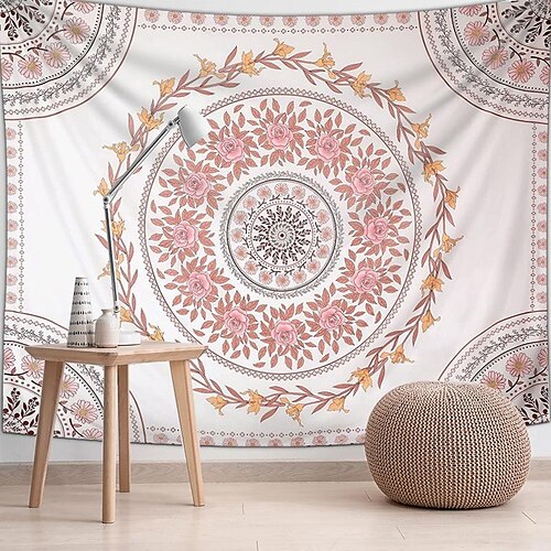 

mandala boheme stor væg billedtæppe kunst dekoration tæppe gardin hængende hjem soveværelse stue dekoration boho hippie psykedelisk blomstret blomst lotus