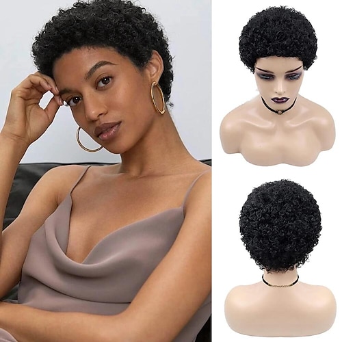 

Afro Kinky Curly Wigs Short Pixie Cut Wig For Black Women Natural 100% Human Hair Cheap Full Machine Made Lot Styles Available