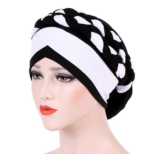 

Double Color Braid Islamic Prayer Turban Hats Hijab Caps Womens Muslim Inclusive Cap Muslims Hat Bonnet Beanies Cap Hair Protector Accessories