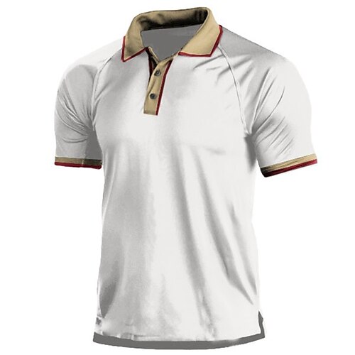 

Men's Collar Polo Shirt Golf Shirt Color Block Turndown White 3D Print Outdoor Street Short Sleeves Button-Down Print Clothing Apparel Fashion Designer Casual Breathable / Summer / Spring / Summer