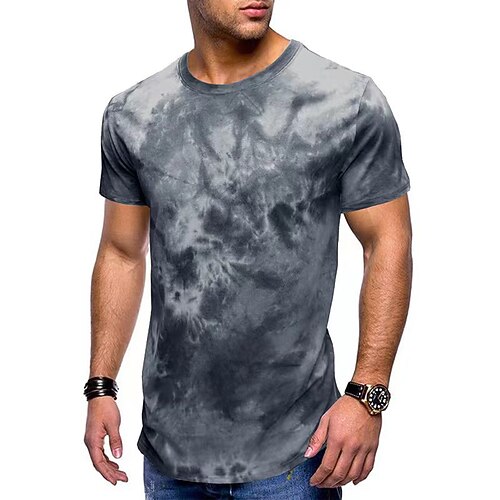 

Men's T shirt Tee 3D Print Graphic Patterned Tie Dye Crew Neck Street Casual Print Short Sleeve Tops Basic Fashion Classic Comfortable Gray / Summer