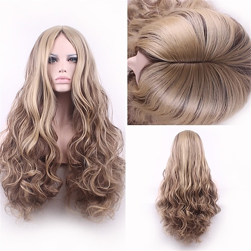 

Synthetic Wig Wavy Middle Part Machine Made Wig Long A1 Synthetic Hair Women's Soft Classic Easy to Carry Blonde Brown Mixed Color / Daily Wear / Party / Evening