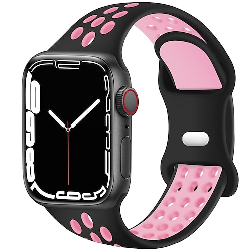 

Sport Bands Compatible for Apple Watch Bands 38mm 40mm 41mm 42mm 44mm 45mm Breathable Soft Silicone Sport Women Men Replacement Strap Compatible with iWatch SE Series 7/6/5/4/3/2/1