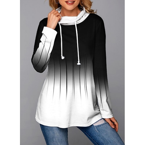 

Women's Sweatshirt Pullover Striped Gradient Print Daily Sports 3D Print Active Streetwear Hoodies Sweatshirts White Blue Red