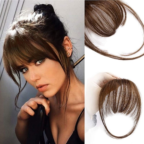 

Bangs Hair Clip in Bangs Wispy Bangs with Temples Hairpieces for Women Clip on Air Bangs Flat Neat Bangs Hair Extension for Daily Wear