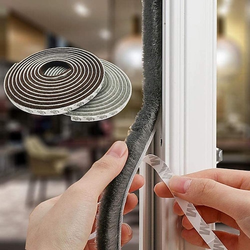 

5m/16.4 feet Weather Stripping for Door Self Adhesive Brush Window Seal Strip for House Windows Weatherproof Soundproof Dustproof