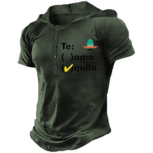 

Men's Pullover Hoodie Sweatshirt Button Up Hoodie Graphic Patterned Letter Print Daily Sports Streetwear 3D Print Designer Casual Hoodies Sweatshirts Army Green