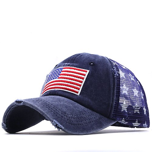 

New American Flag Mesh Baseball Cap Trucker Hat Vintage Outdoor Breathable Sport Snapback Cap Hats for Women Men