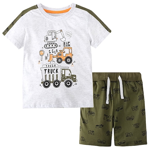 

Kids Boys T-shirt Shorts Clothing Set 2 Pieces Short Sleeve White Cartoon Street Outdoor Active Daily Regular 2-8 Years