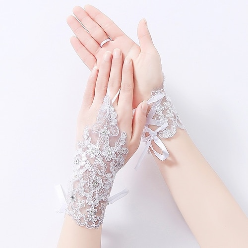 

Women's Fingerless Gloves Lace Gloves Wedding Party Evening Gift Polyester Simple Bridal Gloves Sexy 1 Pair