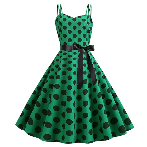 

Audrey Hepburn Polka-Dot 1950s Urlaubskleid Cocktailkleid Kleid Maskerade Gestreift Flare-Kleid Damen Kostüm Jahrgang Cosplay Party / Abend Ärmellos Kleid Maskerade