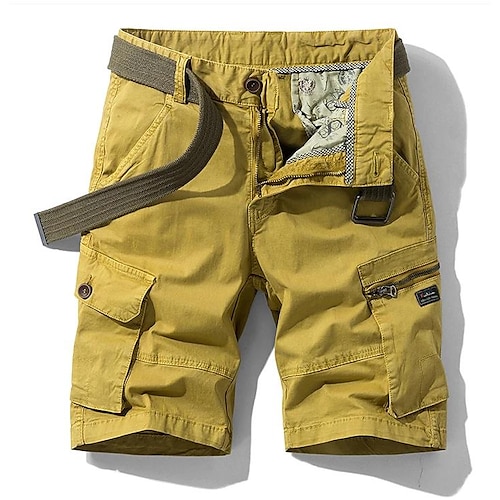 

Men's Cargo Shorts Zipper Multi Pocket Multiple Pockets Letter Knee Length Casual Daily Cargo Chino Army Green Khaki Micro-elastic