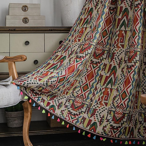 

boho gardin 1 panel gennemføring/øje gardin gardiner til stue soveværelse, gardin til køkken altandør vindue behandlinger værelse mørklægning