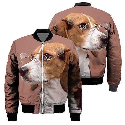 

Men's Jacket Regular Pocket Print Coat Light Brown Casual Street Fall Zipper Stand Collar Regular Fit S M L XL 2XL 3XL / Winter / Long Sleeve