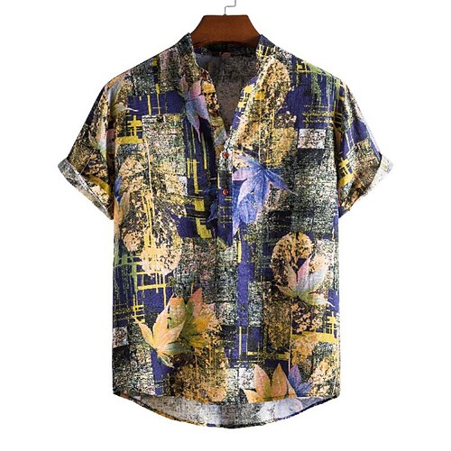 

Men's Shirt 3D Print Graphic Patterned Turndown Street Casual Button-Down Short Sleeve Tops Designer Basic Slim Fit Big and Tall Royal Blue