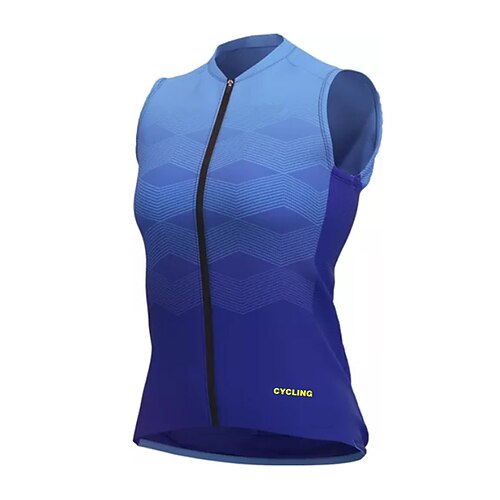 

21Grams Women's Cycling Vest Sleeveless Blue Geometic Bike Breathable Quick Dry Reflective Strips Back Pocket Polyester Spandex Sports Geometic Clothing Apparel