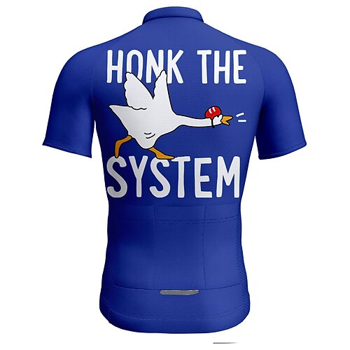 

21Grams Men's Cycling Jersey Short Sleeve Bike Top with 3 Rear Pockets Mountain Bike MTB Road Bike Cycling Breathable Quick Dry Moisture Wicking Reflective Strips Blue Animal Honk Your Horn Polyester
