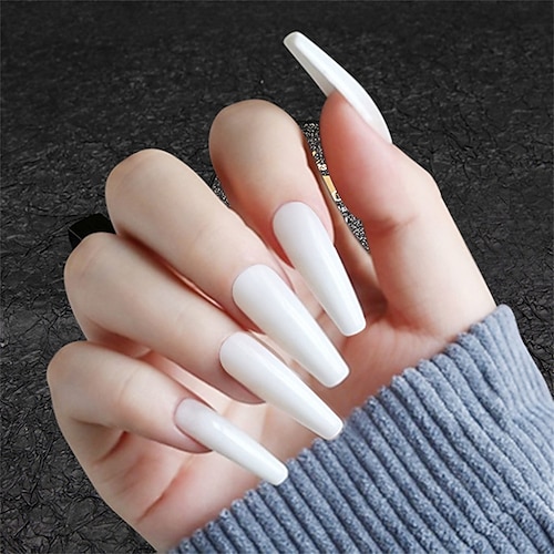 

Nail Foreign Trade Europe And The United States Solid Color Matte Fake Nail Manicure Frosted Super Long Coffin Ballet Nail False Nail