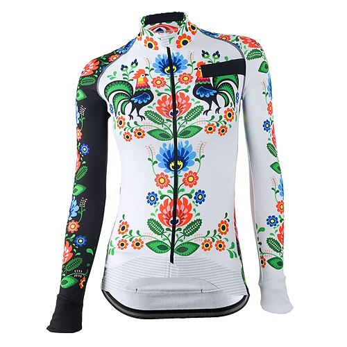 

21Grams Women's Cycling Jersey Long Sleeve Bike Jersey Top with 3 Rear Pockets Mountain Bike MTB Road Bike Cycling Breathable Quick Dry Moisture Wicking White Spandex Polyester Sports Clothing Apparel