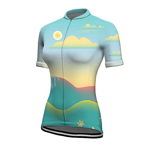 

21Grams Women's Cycling Jersey Short Sleeve Bike Jersey Top with 3 Rear Pockets Mountain Bike MTB Road Bike Cycling Breathable Quick Dry Moisture Wicking Green Graphic Patterned Spandex Polyester