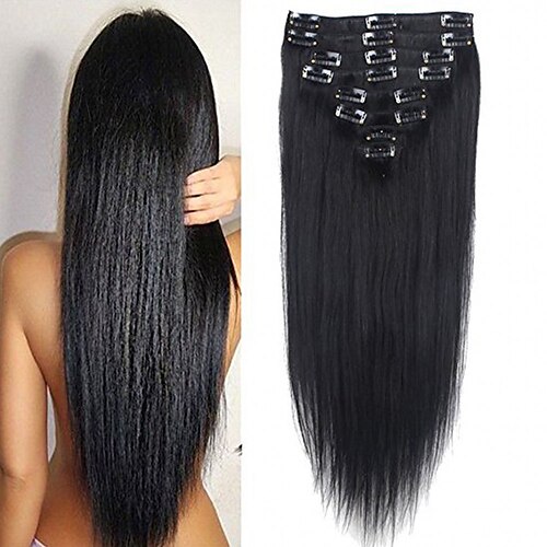 

Clip In Hair Extensions Remy Human Hair 7pcs Pack Yaki Natural Hair Extensions