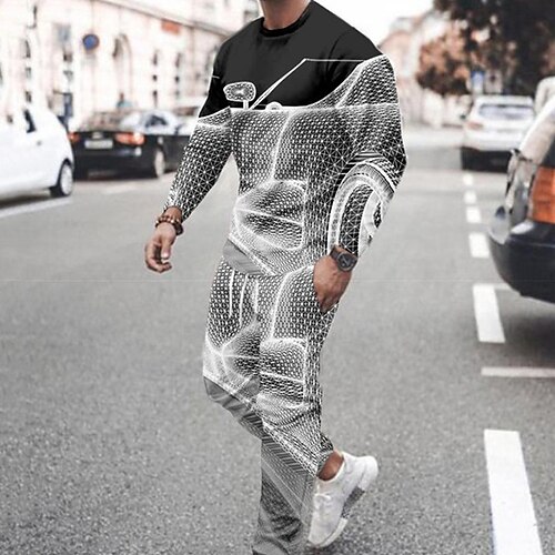 

Men's Tracksuit Hoodies Set Graphic Patterned Car 2 Piece Print Sports Outdoor Casual Sports 3D Print Sportswear Basic Essential Hoodies Sweatshirts White Black Blue