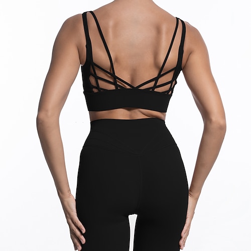 

Women's Activewear Set Sports Bra with Tights Yoga Suit 2 Piece Cropped Solid Color Sports Bra Leggings White Black Yoga Fitness Gym Workout Tummy Control Butt Lift Breathable Sport Activewear