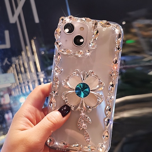 

telefono Custodia Per Apple Per retro iPhone 14 Pro Max Plus 13 12 11 Mini X XR XS 8 7 Con diamantini A prova di sporco Resistente agli urti Fiore decorativo Diamante di cristallo TPU