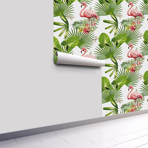 

Flamingo Leaves Frosted Texture Wallpaper Living Room Tv Background Wall Decoration Waterproof Self-adhesive Wallpaper Wallpaper