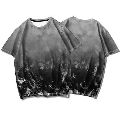 

Men's T shirt Tee 3D Print Graphic Patterned Tie Dye Crew Neck Street Casual Print Short Sleeve Tops Basic Fashion Classic Comfortable Black / Summer