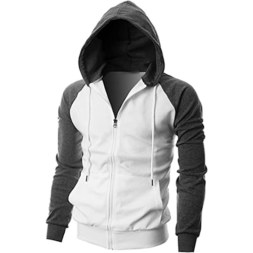 

Men's Full Zip Hoodie Jacket Color Block Zipper Pocket Daily Holiday Going out non-printing Casual Streetwear Hoodies Sweatshirts Black And White Green Gray