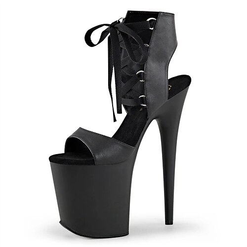 

Women's Dance Boots Pole Dancing Shoes Performance Stilettos Ankle Boots Platform Solid Color Slim High Heel Peep Toe Zipper Adults' Black