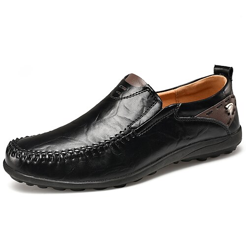 

Men's Loafers & Slip-Ons Formal Shoes Business Casual Daily Party & Evening Walking Shoes Cowhide Light Brown Dark Brown Black Fall Summer