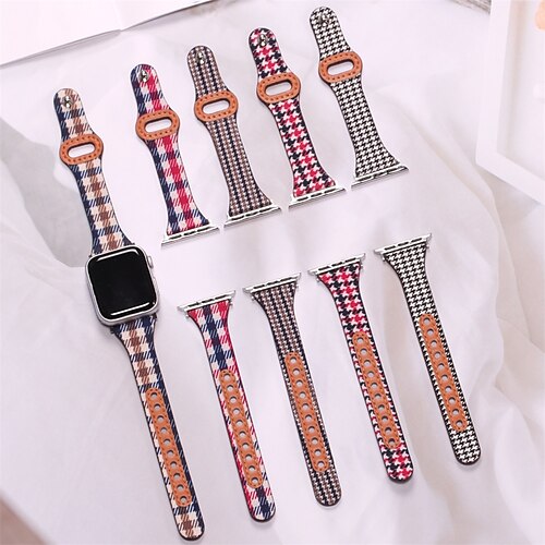 

1PC Smart Watch Band Compatible with Apple iWatch Series 8 7 6 5 4 3 2 1 SE Leather Loop for iWatch Smartwatch Strap Wristband Genuine Leather Adjustable Breathable Shockproof