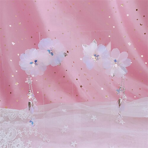 

Girl's Beautiful Fairy Flower Tassel Hairpin Dream Glass Bauhinia Tassel Lolita Hair Accessories