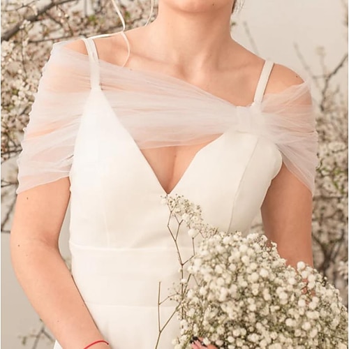 

Women's Wrap Bolero Shrug Bridal's Wraps Voiles & Sheers Bridal Sleeveless Tulle Wedding Wraps With Bow(s) For Wedding All Seasons