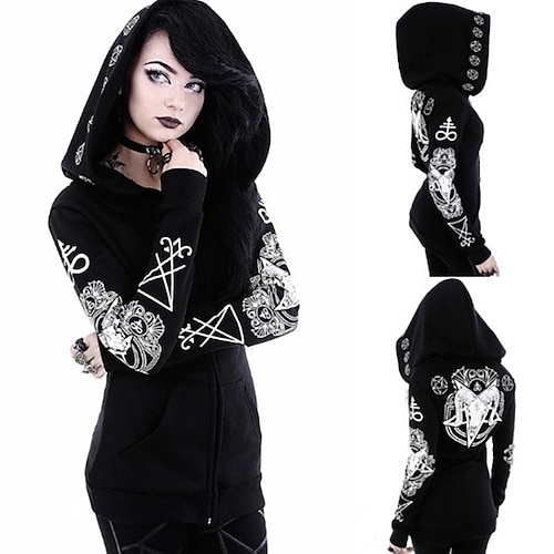 

Goth Girl Retro Vintage Punk & Gothic Steampunk Coat Hoodie Outerwear Women's Costume Vintage Cosplay Party Long Sleeve Coat Masquerade
