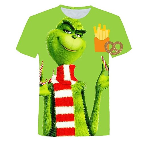 

Grinch Kids Unisex T shirt Cartoon Outdoor 3D Print Short Sleeve Crewneck Active 3-12 Years Spring Green Purple Light Green