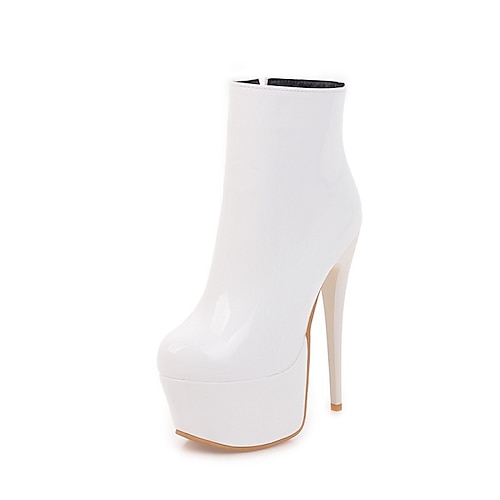

Women's Dance Boots Pole Dancing Shoes Stage Performance Stilettos Ankle Boots Platform Slim High Heel Round Toe Zipper Adults' White Black Red