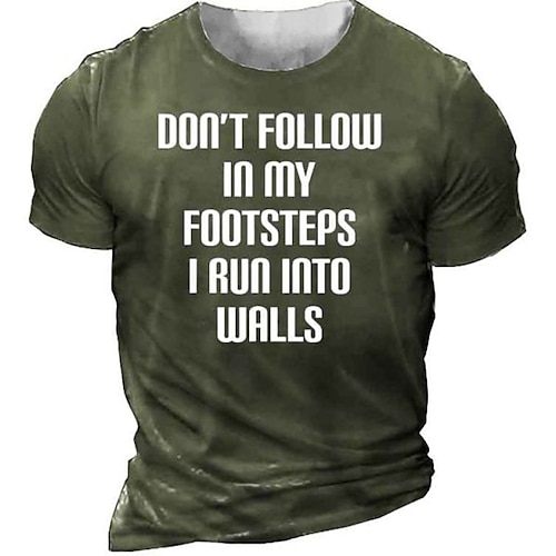 

Men's Unisex T shirt Tee 3D Print Graphic Patterned Letter Crew Neck Street Daily Print Short Sleeve Tops Designer Casual Vintage Big and Tall Black Army Green Navy Blue / Summer