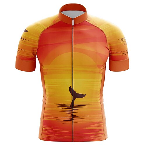 

21Grams Men's Cycling Jersey Short Sleeve Bike Top with 3 Rear Pockets Mountain Bike MTB Road Bike Cycling Breathable Quick Dry Moisture Wicking Reflective Strips Orange Graphic Polyester Spandex